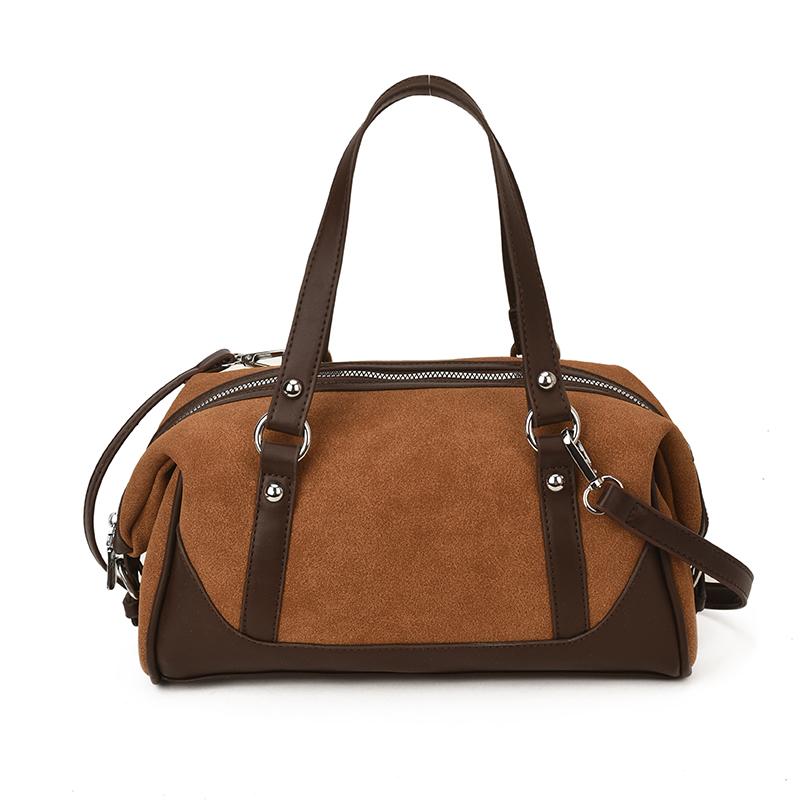 Casual Large Capaci Suede Bag Women New  Retro Brown Commuter Shoulder Bag Pillow Bag Purses and Handbags