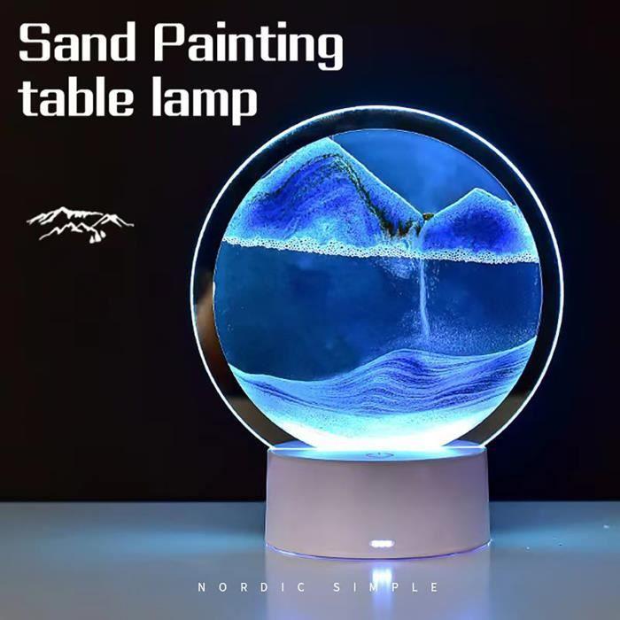 Lampe de Table - 3D - Sablier LED - 7 Couleurs - Verre Rond - Tactile