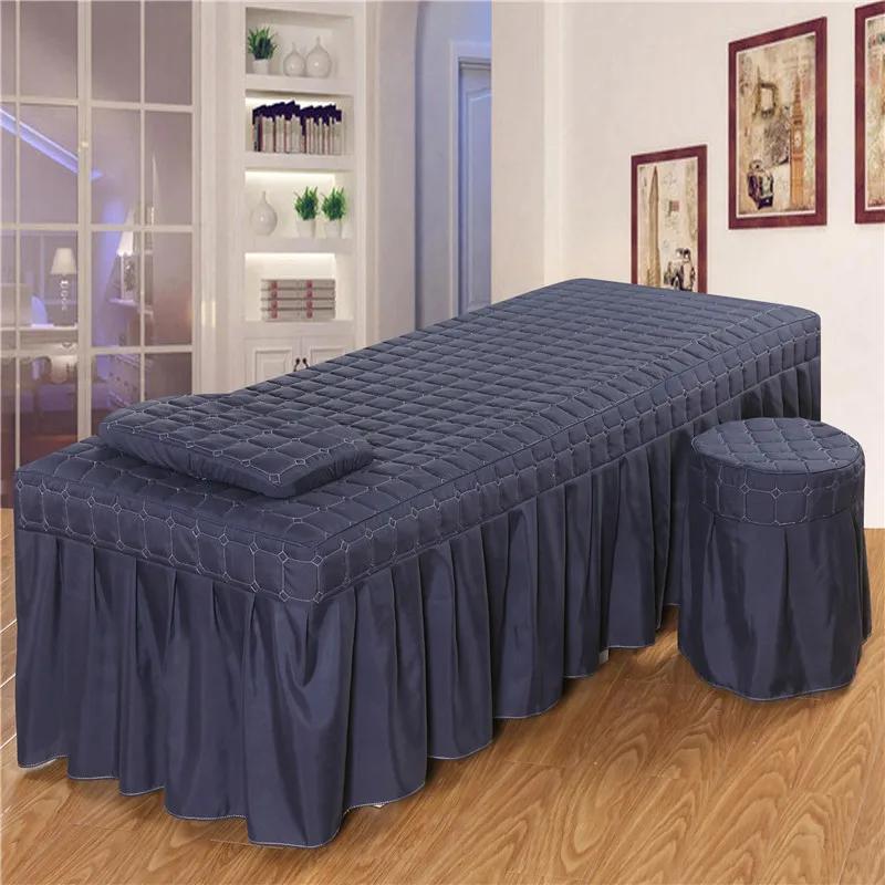 Square Head Quilted Thicken Beauty Salon Lash Massage Table Bed Skirt Mattress Cover SPA Treatment with Face Breath Hole Sheet
