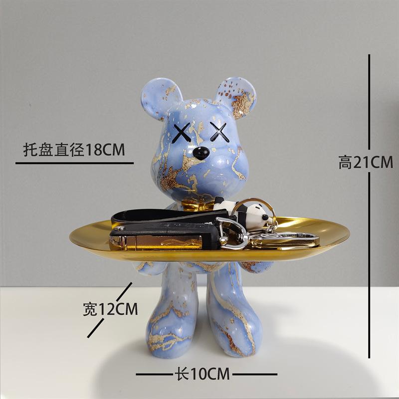 [2025 New] Cartoon Bear Tray Decor - Luxury Entryway Key Organizer, Multi-Function Resin Catchall for Living Room