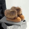 Winter Rundkopf Flach mit Warmen und Bequemen Rutschfesten Schneestiefeln Wildleder Muffinsohle Kurzer Schaft Wolle Baumwolle Stiefel