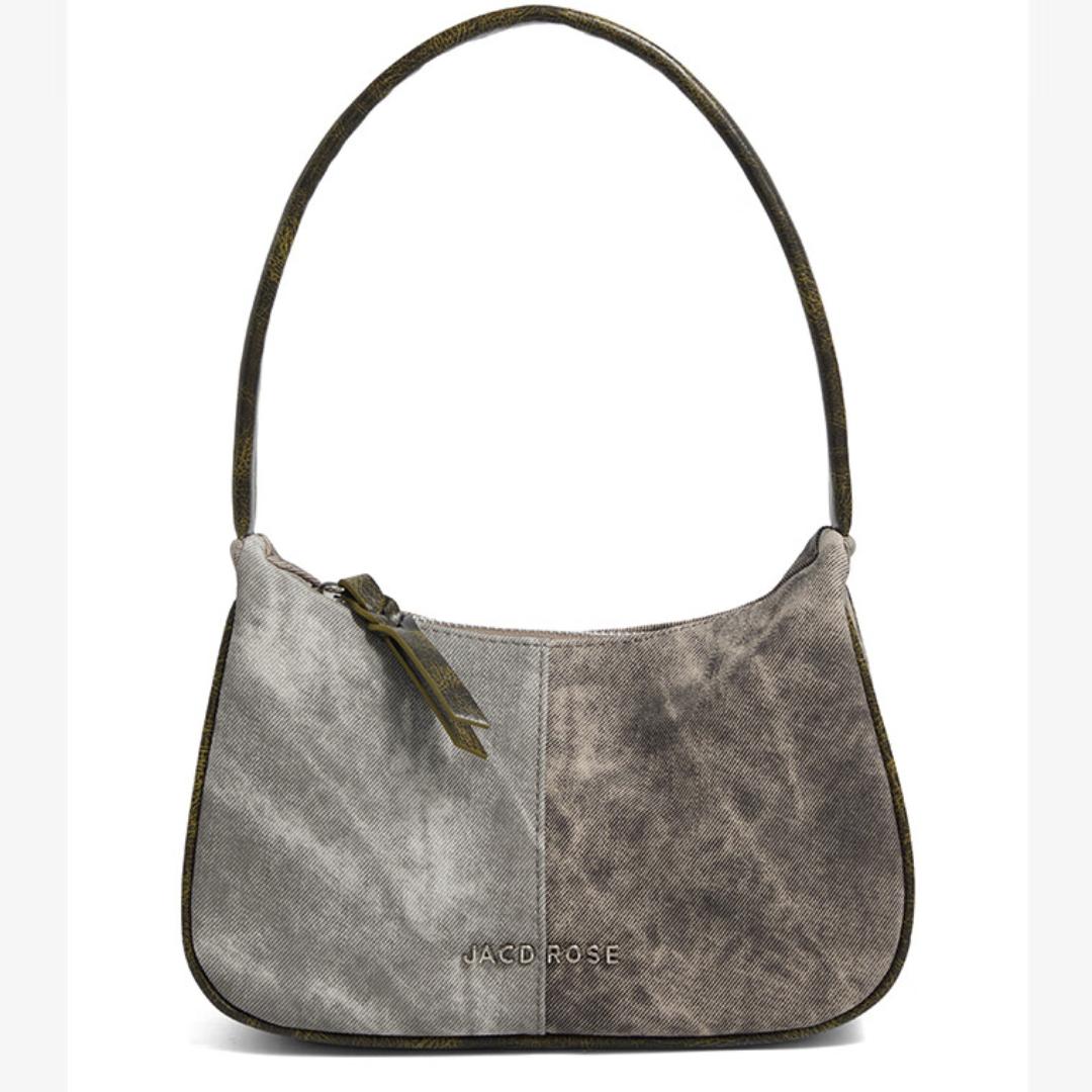 

Европейская и американская простая двухцветная ретро-сумка под мышками, сумка через плечо, длина 23 см, ширина 9 см, высота 16 см зелёный