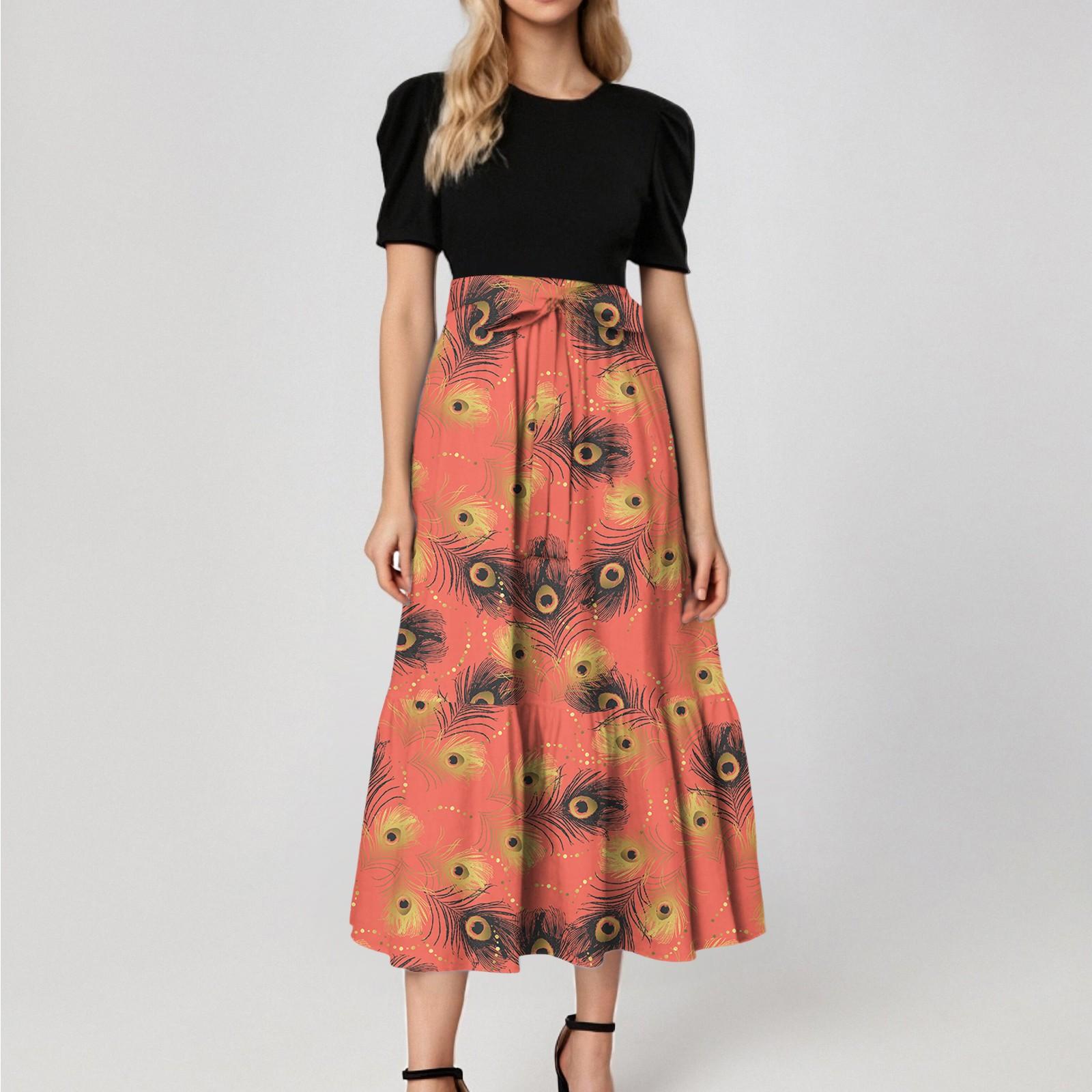 

Женское модное повседневное платье с коротким рукавом и круглым вырезом с цветочной вышивкой, элегантное, темпераментное XL шафрановый