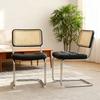 Dining Chairs Set of 2, Faux Leather Accent Chairs with Chrome Legs, Mid Century Breuer Designed Chairs, Upholstered Dining Living Room Kitchen Chairs