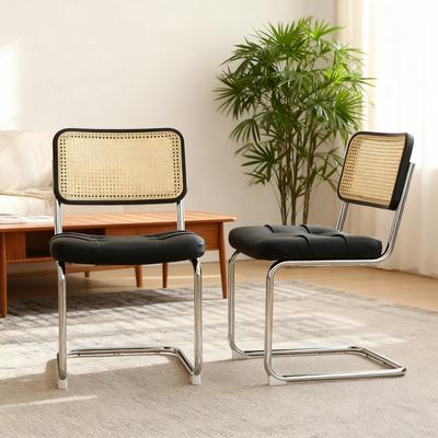 Esszimmerstühle Set aus 2 Stück, Akzentstühle aus Kunstleder mit Chrombeinen, Mid-Century Breuer Design Stühle, Gepolsterte Esszimmer Wohnzimmer Küchenstühle