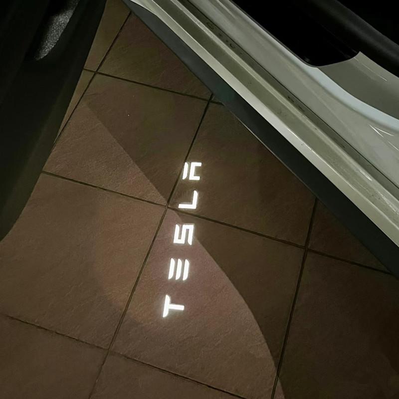 2PCS For Tesla Model 3 Y X S LED Car Door Welcome Light Logo Ghost Shadow Courtesy Projector Lamps