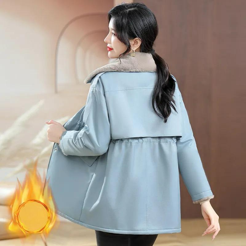 

Одежда Parker Хлопковая одежда Женская Зимняя Средней длины Инс Плюс Бархатная Утолщенная Свободная Талия Повседневная Хлопковая Куртка XXXXXL синий