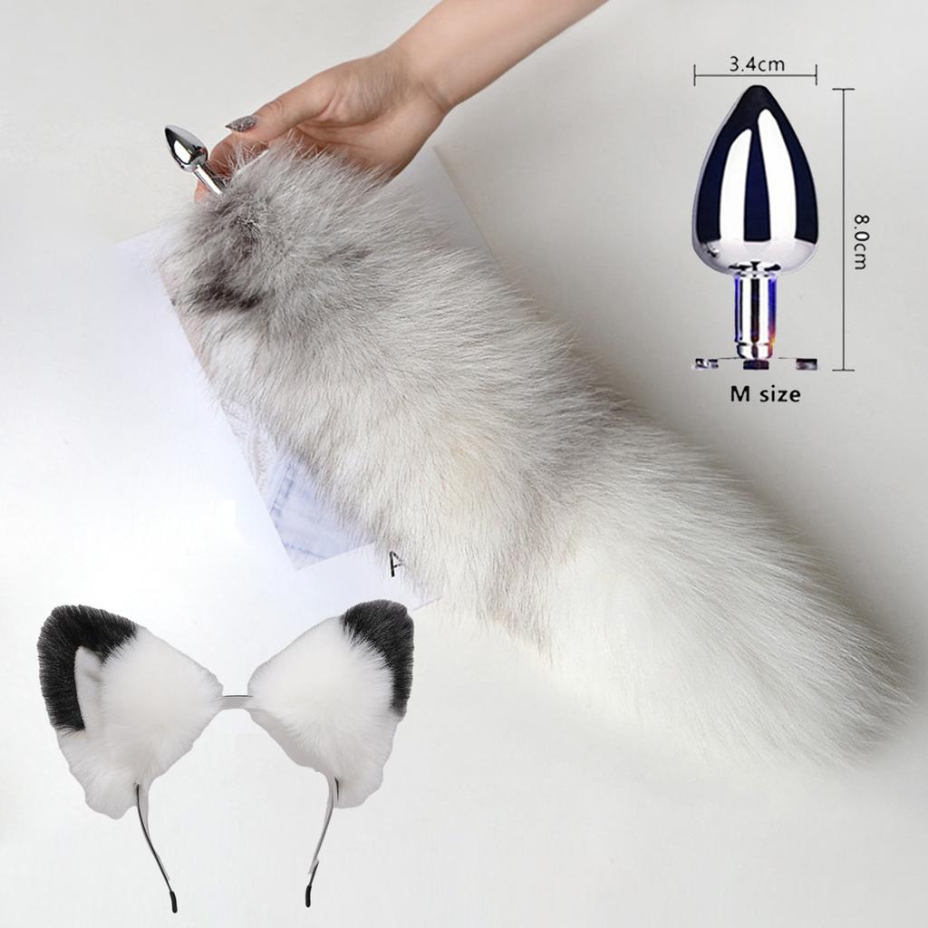 Liščí uši a anální kolík s ocasem Sexuální hračky pro ženy Hladký anální kolík Dlouhý ocas SM Cospaly Hra pro páry Erotické hračky pro dospělé