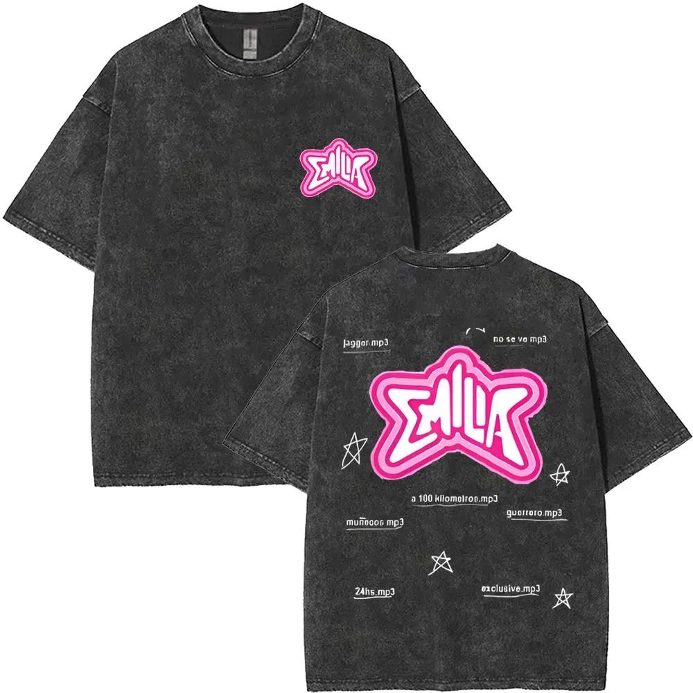 BERÜHMTE Sängerin Emilia Mernes MP Globale Tour Mercah T-Shirt Damen Herren Mode Gewaschen Retro Baumwolle Oberteile Locker Lässig Übergroßes T-Shirt