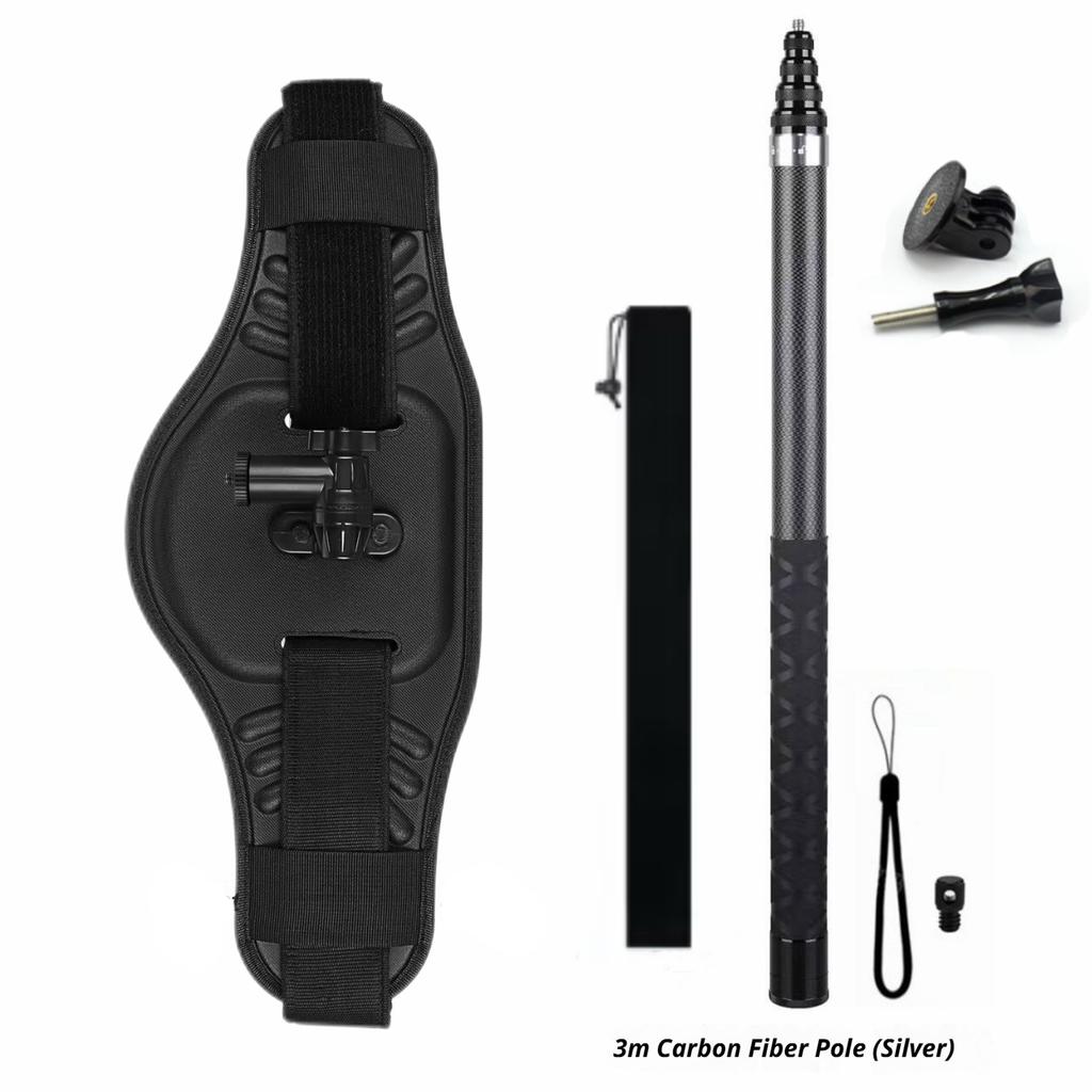 For GoPro/insta360/DJI Waist Belt Mount Strap + Adjustable Selfie Stick Replacement Panoramic Sports Camera Accessories
