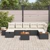 8 Piece Garden Sofa Set with Cushions Black Poly Rattan
