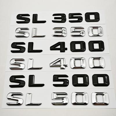 Autocollant Badge Lettres de Voiture ABS 3D Logo Coffre Arrière SL350 SL400 SL500 Emblème Pour Mercedes Benz SL350 SL400 SL500 R230 R231 R129 ON4