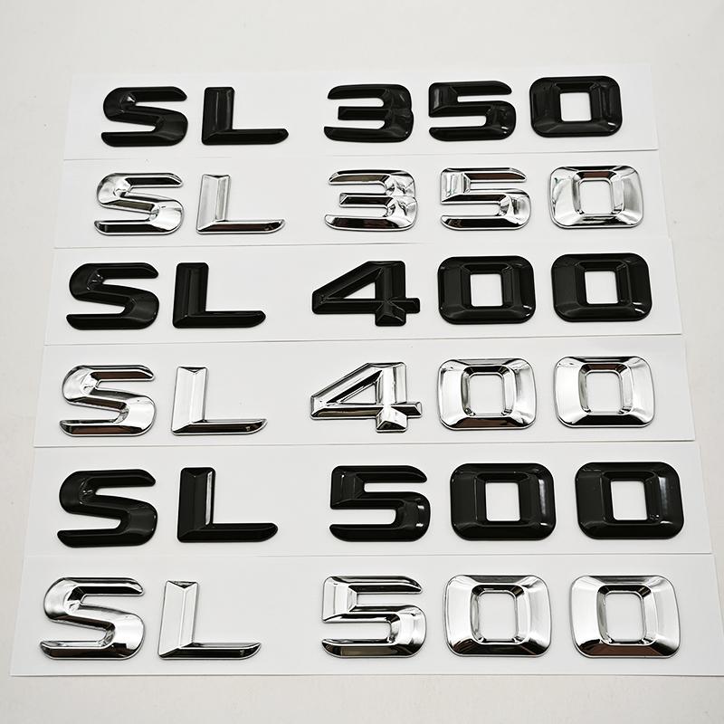 3D ABS Car Letters Badge Sticker Rear Trunk Logo SL350 SL400 SL500 Emblem For Mercedes Benz SL350 SL400 SL500 R230 R231 R129 ON4