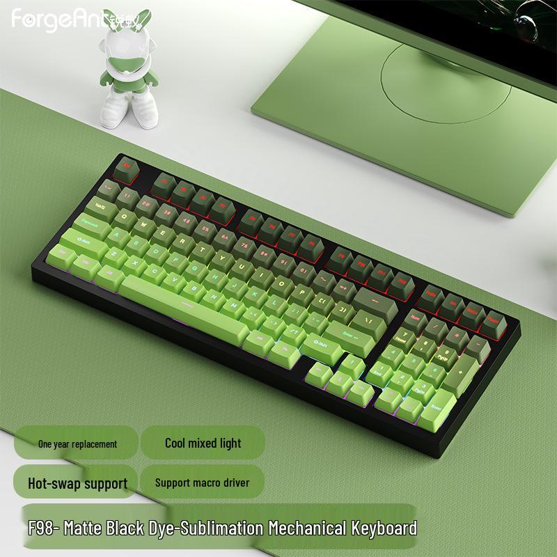 RuiYi F98 Wired 98-Key Mechanical Keyboard, Hot-Swappable, Side-Printed, Full-Key Anti-Ghosting, Office/Gaming.