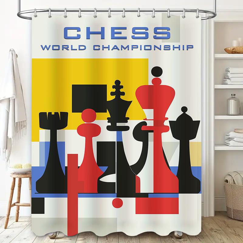 Championship Chess Design Shower Curtain For Home Decor.