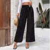 Spring/Summer Polka Dot Print High-Waisted Wide-Leg Pants Elegant Loose-Fit Casual Comfortable Slimming Long Pants