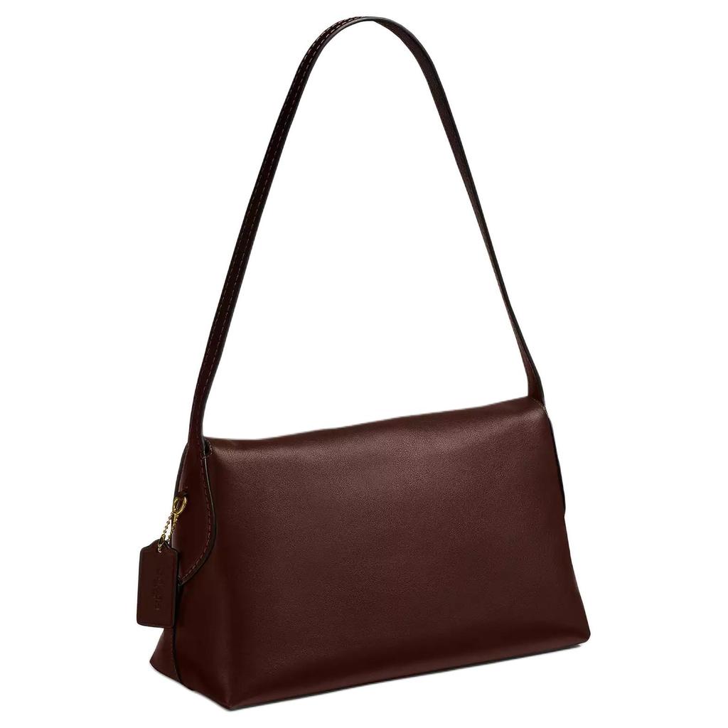 Coach Chelsea 30 Chiusura a Pressione Fodera in Scamoscio Tasca con Zip Borsa a Spalla in Pelle a Grana Naturale Grande Borsa a Spalla da Donna Marrone Acero CDS58-B4MPL