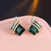 Red Green Color Crystal Rhombic Wings Geometry Earrings Jewelry