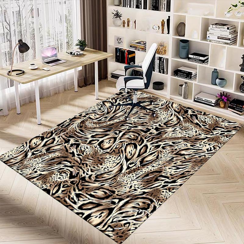 1PC Leopard Print Tiger Skin Non-Slip Floor Carpet Compatible for Office&Living Room&Bedroom&Dining Room - Flat- Soft & Pattern, Vibrant Colors-W302