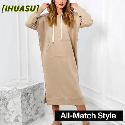 Damenmode Herbst Winter Einfarbige Drucke Langarm Freizeitkleider