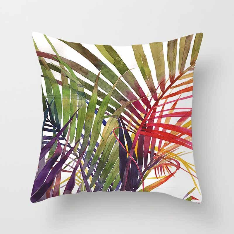 Fashion Tropical Plant Polyester Pillow Case Office Fabric Sofa Cushion Cover Home Polyester Pillow Case