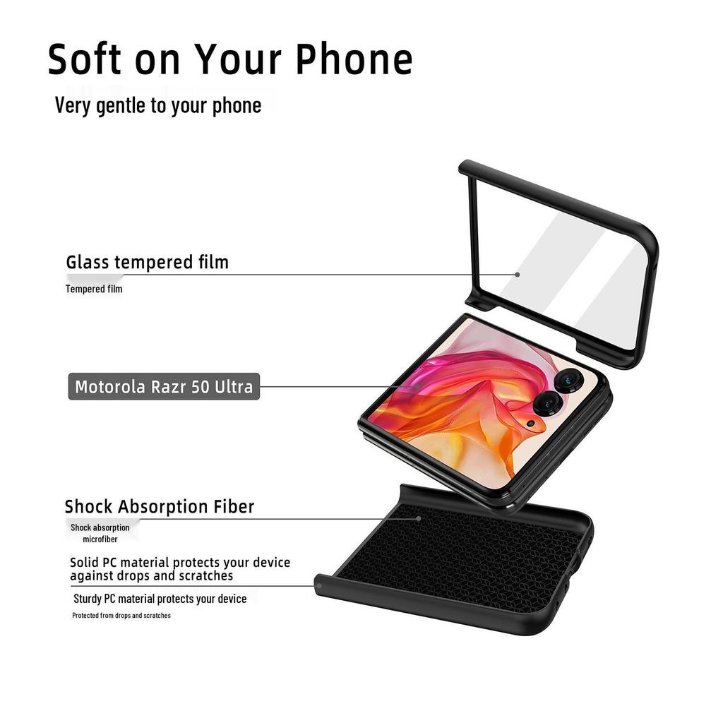 Motorola Razr50 Folding Screen Skin-Feel Protective Case with Tempered Film