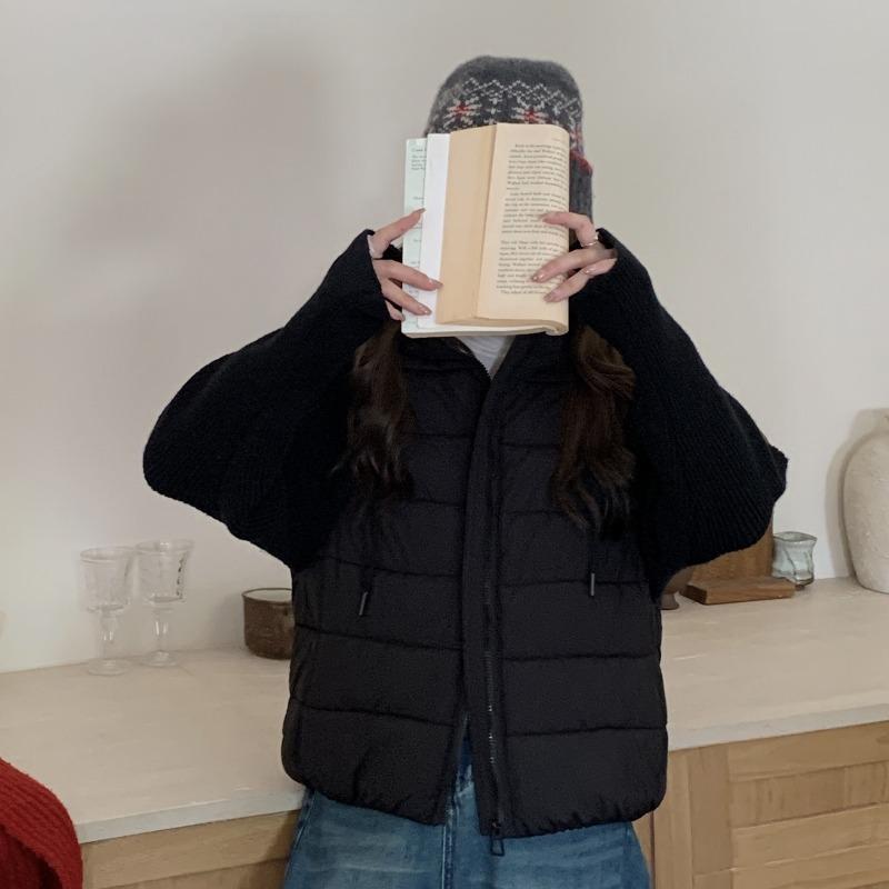 Light and thin knitted splicing cotton-padded clothes women's short hooded winter new Korean version cotton-padded clothes and cotton-padded jackets