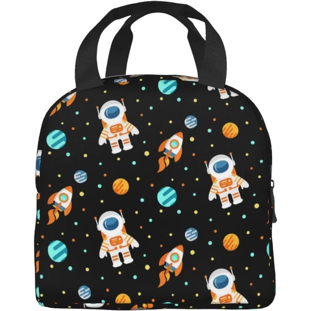 Kosmický astronaut taška na oběd pro děti chlapce dívky černá planety vesmír izolovaná chladicí krabička na oběd do školy práce piknik pláž