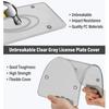 2 Pack License Plate Covers, Clear Flat License Plate Protector Unbreakable Plastic Shields Tag Holder Fits Standard US Plate With Screws Caps (Gray)