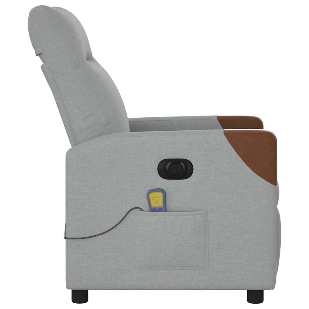Foldable Massage Armchair, Electric, Light Gray, Fabric