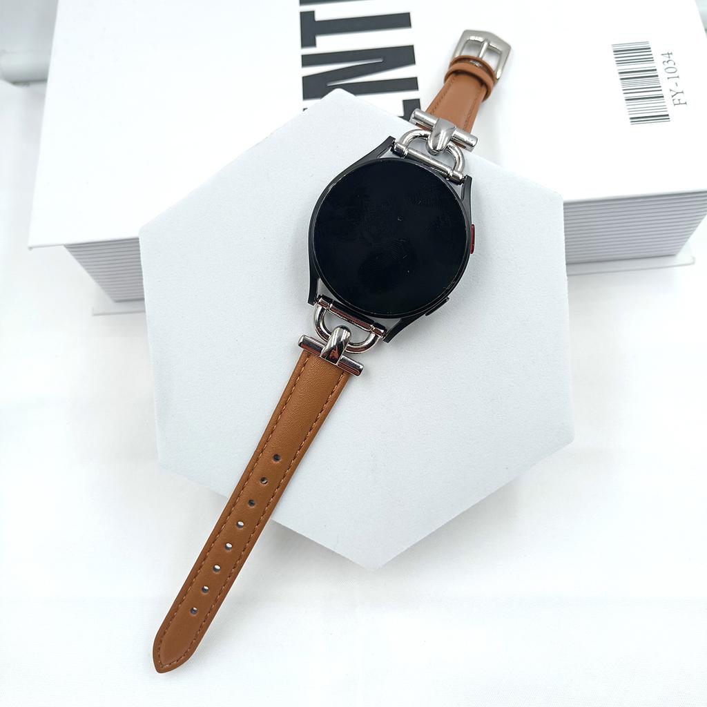 20 22mm Metal+Leather Strapr Samsung Galaxy Watch4 5 6 Active2 Bend for Huawei  GT4/GT/2e/pro 42/46mm Replacement Strap