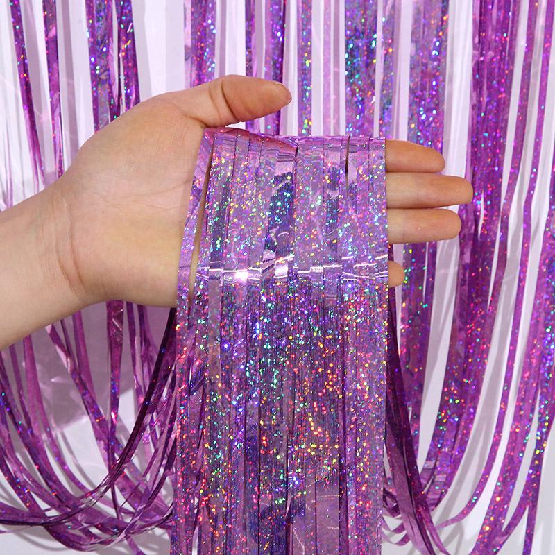 1m-4m Laser Rain Tinsel Door Curtain for Weddings, Christmas, and Birthday Party Decoration.