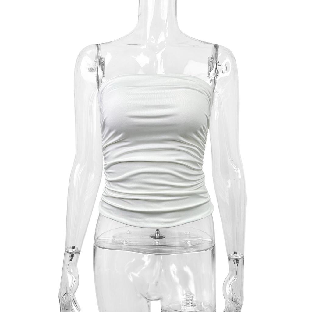 Summer Bestseller: Women's Sexy Solid Color Slim Fit Bandeau Top - Super Short Spicy Girl Style