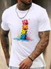 Black Unisexs Tee Cool Colorful Stack Dice Print Crew Neck Cotton Short Sleeve Fashion Male Street Summer Soft Daily Casual Wear