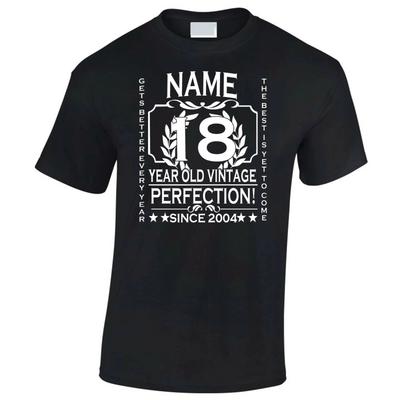 Herren 18. Geburtstag T-Shirt Geschenk Name Alter und Geburtsjahr hinzufügen Personalisiert