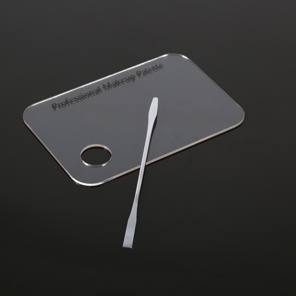 

Clear Acrylic Makeup Nail Art Cosmetic Mixing Palette & Stainless Spatula Tool Set