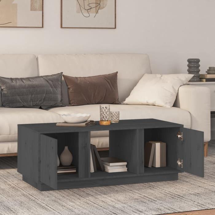 814426 vidaXL Coffee Table Grey 110x50x40 Cm Solid Pine Wood