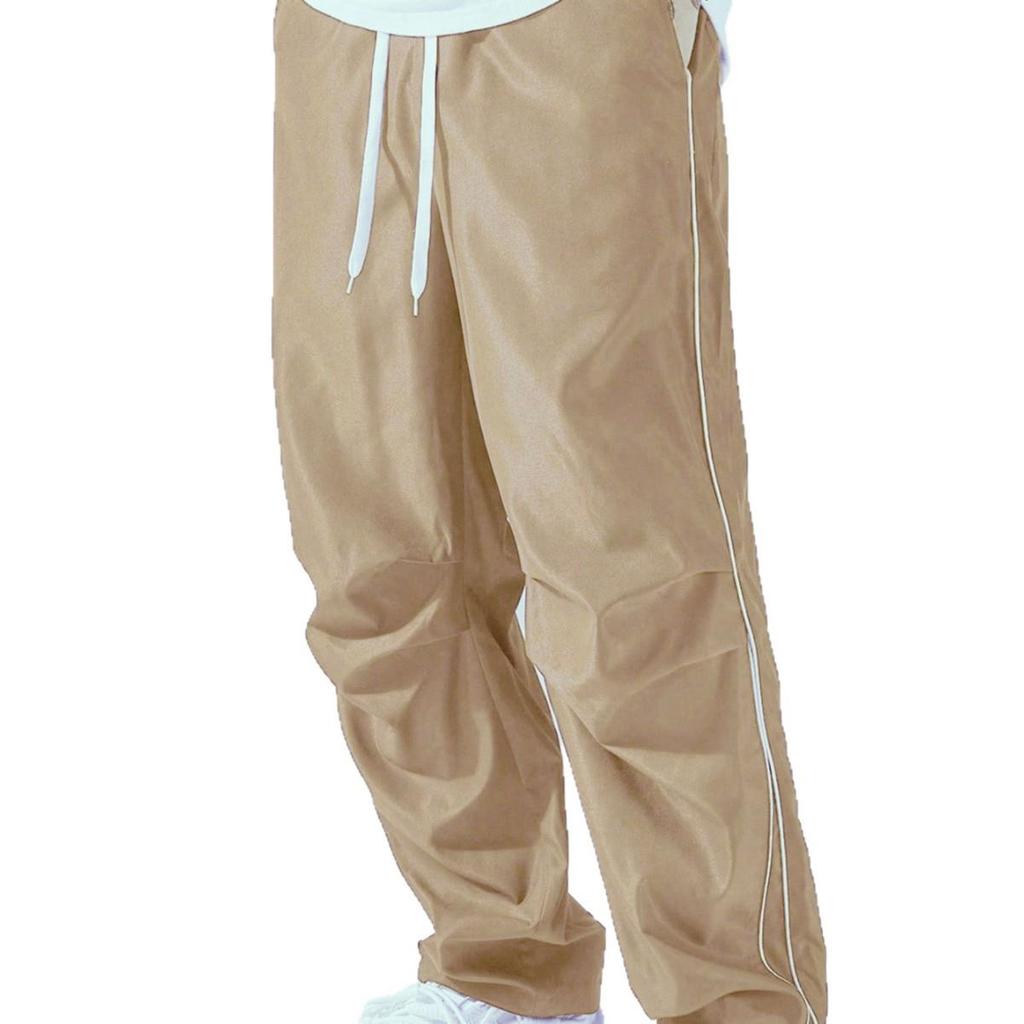 European-Size Men's Retro Sports Casual Pants - High Street Hong Kong Style, Loose Straight Leg