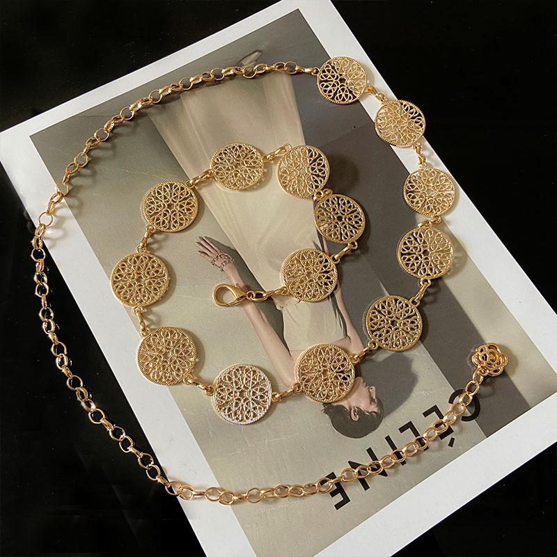 

Женский металлический пояс в корейском стиле для летних платьев - модный аксессуар-цепочка