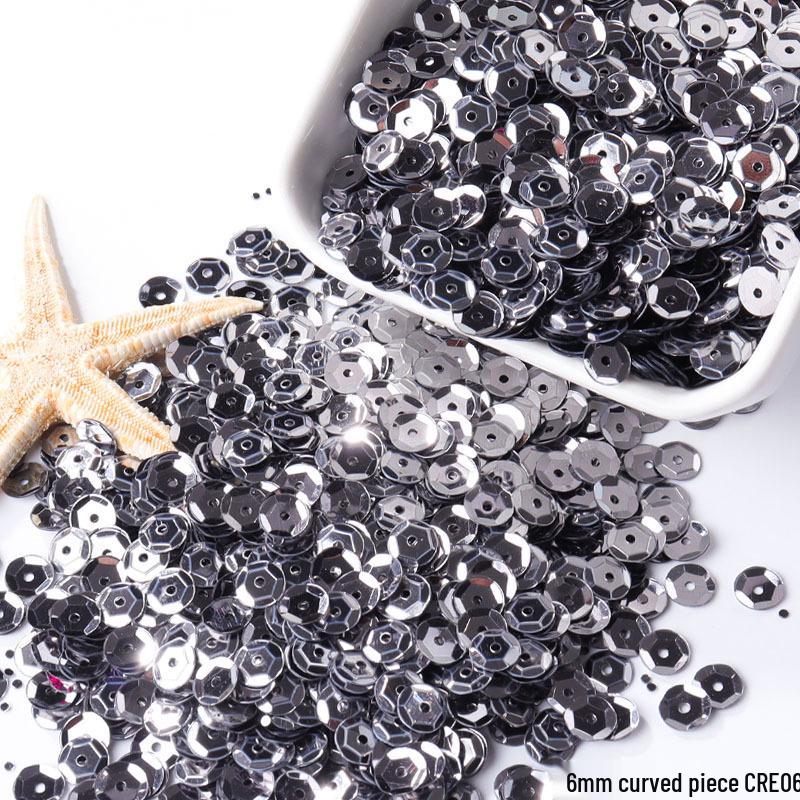 6mm Iridescent Silver Sequins: Laser Embossed Curved Pieces for DIY Embroidery, Wedding Dress Accessories, and Craft Ornaments.