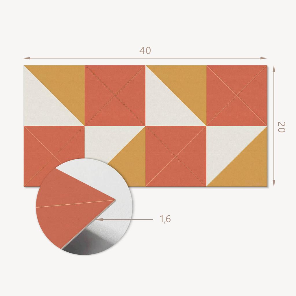 Kafelki Winylowe Samoprzylepne Z Nadrukiem Geometria W Ciepłych Tonach 10X40X20 Cm