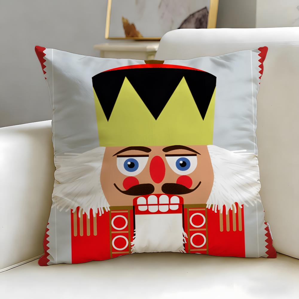 classic doll Nutcracker Doll Cushion Cover Soft  EasyWash Pillow Case  Versatile for Couch Bed Travel and Office