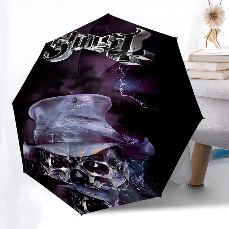 1pc Skull Lightning Automatic Open, Windproof, Compact Travel Umbrella, Gift for Birthday, Christmas, Business 93009