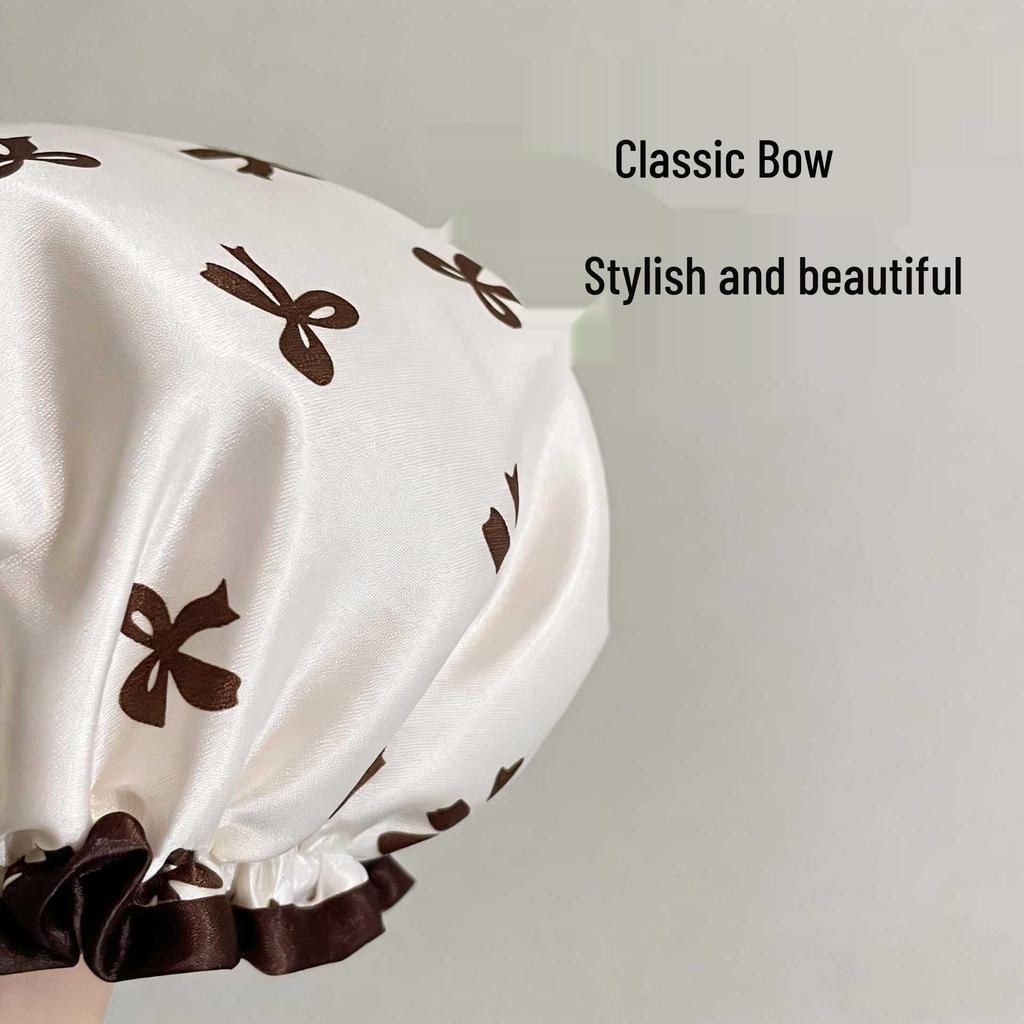 Double-Layer Waterproof Shower Cap: Thick, Dustproof, Oil-Proof Bath Cap for Women