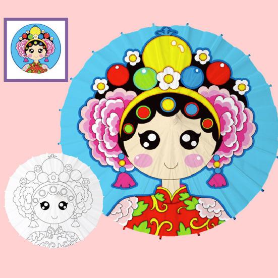40/60CM DIY Hand-Painting Paper Umbrella Chinese Style Decorative White Oil-paper Umbrella with Wooden Handle Kids Coloring Oriental Umbrella Crafts