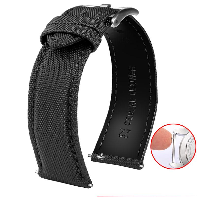 Für Mido Nylon Lederarmband Commander M021 M025 Multifort M005 Tissot CASIO Schwarz Orange TAG Heuer Nylonarmband 20mm 21mm 22mm