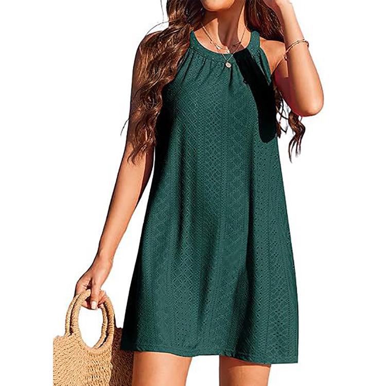 European and American Women's Sleeveless Halter Neck Beach Dress Cover-up