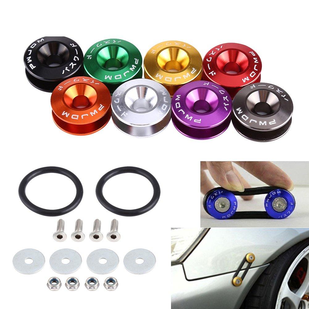 Aluminum Alloy Car Quick Release Fender Bumper Washers 9 Colors Set of 4 Durable (Yellow)