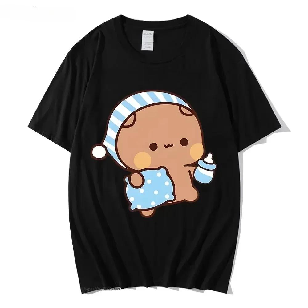 Maglietta per Coppia Carina BuBu Panda Che Va a Dormire con Grafica Orsetto DuDu Maglietta Abbigliamento Donna Top con Maniche Abbigliamento Donna