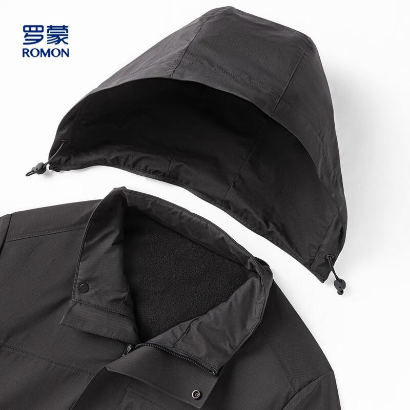 Romon Men's Detachable Hooded Fleece-lined Jacket